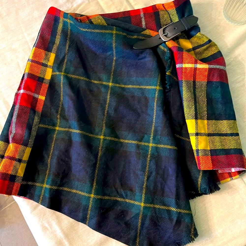 Polo tartan plaid skirt lambwool kilt